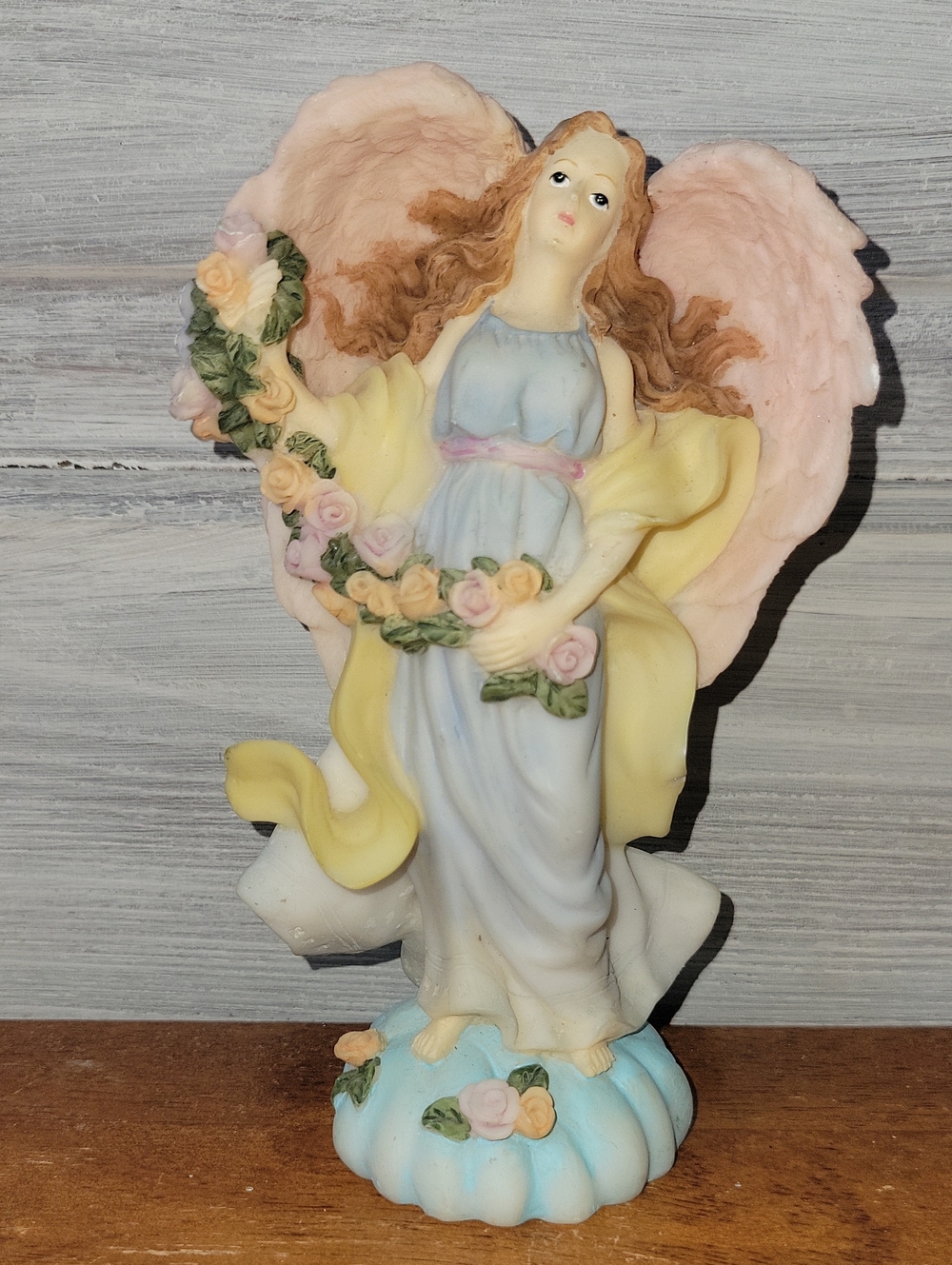 Hand-Painted Angel Figurine in Pastel Colors - Decorative Home Accent